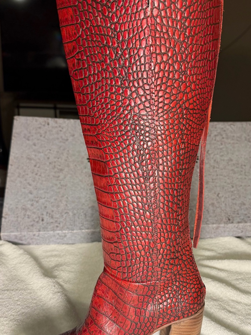 Freebird by Steven Red Croc-Embossed Over-the-Knee Boot